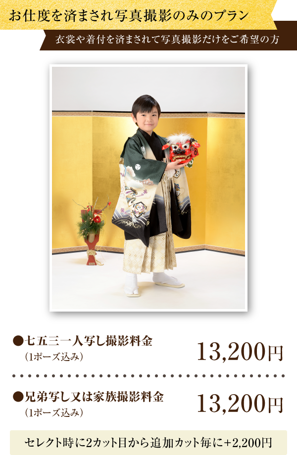 お仕度を済まされ写真撮影のみのプラン
